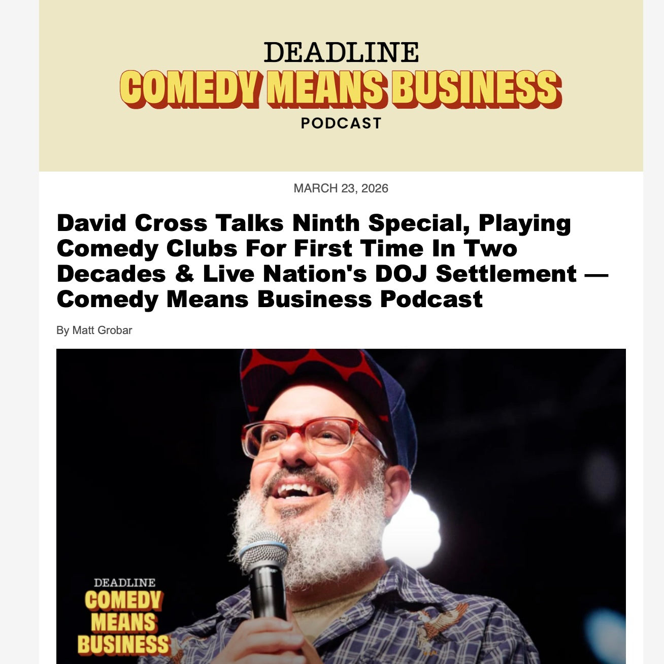 David on the Comedy Means Business Podcast